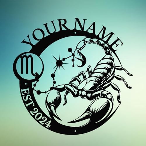 Custom The Zodiac Metal Sign,Constellation Personalized Name, Led Lights Funny Vintage Metal Signs,Wall Art Decor Outdoor (Scorpio)