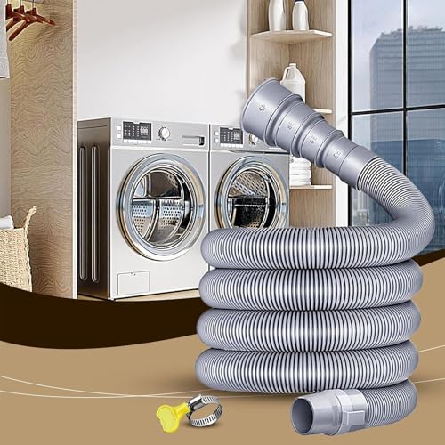 Beiyan 5M Zusammenklappbares Abwasserschlauch Wohnwagen mit Verstellbarem Adapter, Ablaufschlauch Waschmaschine für Wohnmobil, Anhänger und Wohnmobil Anhänger, auslaufsicher, platzsparendes Design