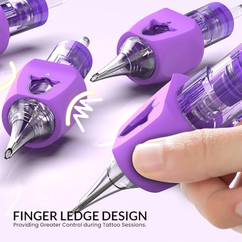 Image of Wormhole Tattoo Needles Rocket, 50pcs Mixed Sizes Disposable Finger Ledge Tattoo Cartridge Needles #12 Standard 3RL 5RL 7RL 9RL 11RL Round Liner for Tattoo Machine Tattoo Gun Tattoo Supplies