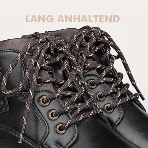 Stepace Rund Schnürsenkel [2 Paar] Reißfest Schuhbänder für Wanderschuhe Arbeitsschuhe Trekkingschuhe, ca. 4,5 mm Durchmesser, 100 cm - 180 cm Länge Kaffee Khaki-120(Punkte)
