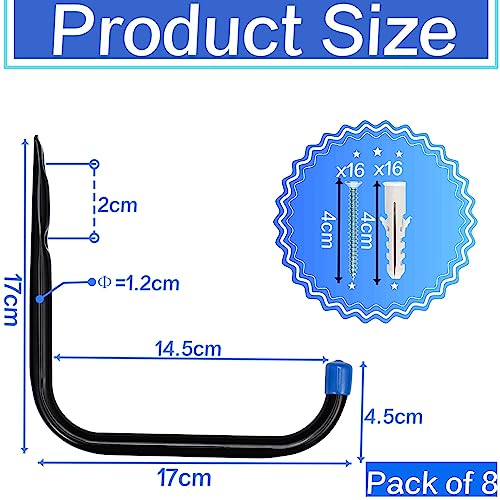 Locawaya 17 cm Garagen-Aufbewahrungshaken, robuste Leiterhaken, Wandhalterung, Garagenaufhänger und Organizer, 8 Stück