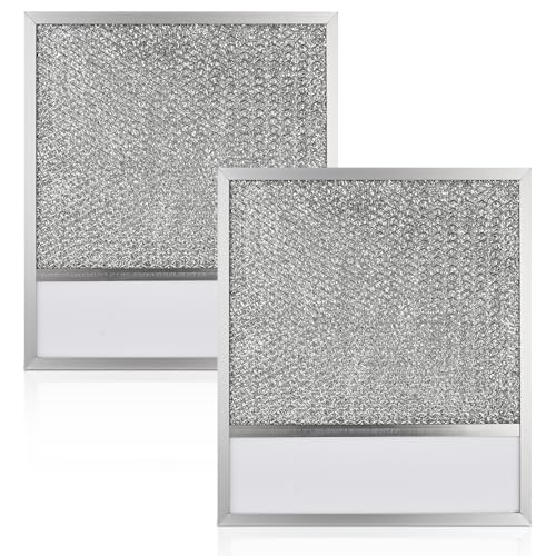 Range hood Filter with Light Lens Replacement Compatible with Air-O hoods 1200 and other brands, Exact Range Hood Aluminum Lens Grease Filters 11 x 12 x 3/8 Inches (2 Pack)