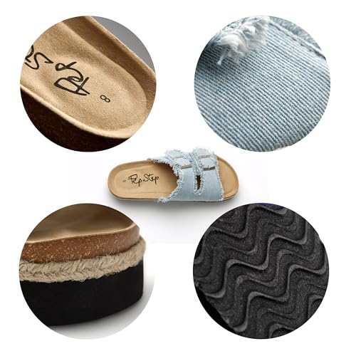 Image of PepStep Slide Sandals for Women with Soft Cork Footbed and Strap, Ladies Fashion Platform Slide Sandals Comfortable Slip On Style