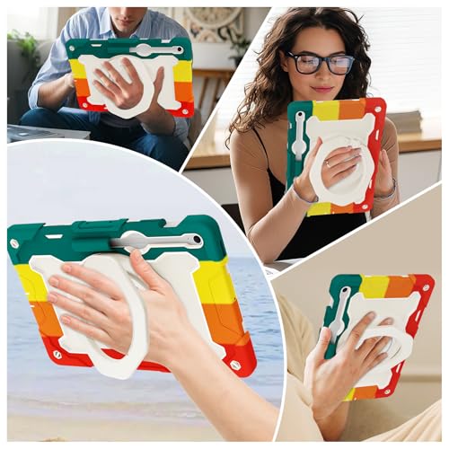 Funda Samsung Galaxy Tab S10 FE Plus con soporte giratorio de 360 grados y correa 4