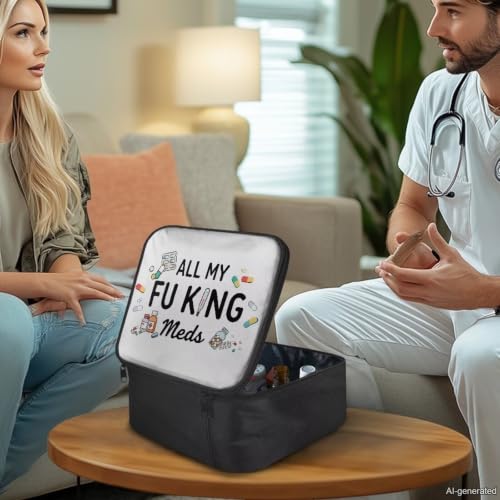 Image of Gomyblomy Customized First Aid Kit All My Fucking Meds Print Personalized Emergency Kits Add Your Image or Color Portable Medium Medical Supplies Storage Bags for Cars Home Travel
