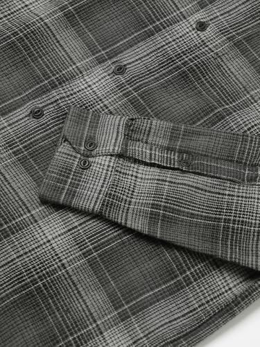 Image of THE BEAR HOUSE Men's Checked Slim Fit Flannel Cotton Casual Shirt | Grey | TBH-CHRYS-GY