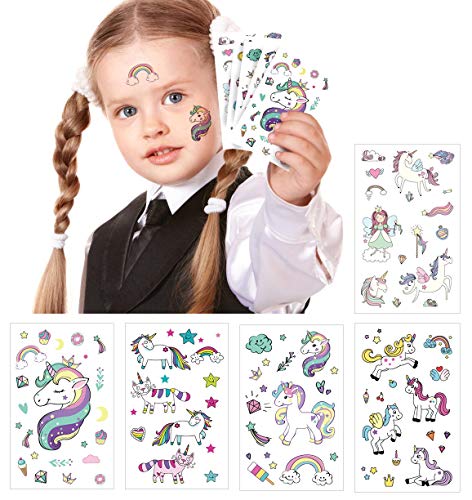 Image of Party Propz Unicorn Theme Tattoo Sticker - Set of 10 Sheets, Tattoo Sticker for Kids | Unicorn Cute Stickers | Rainbow Stickers for Kids | Unicorn Temporary Tattoos | Tattoos for Girls