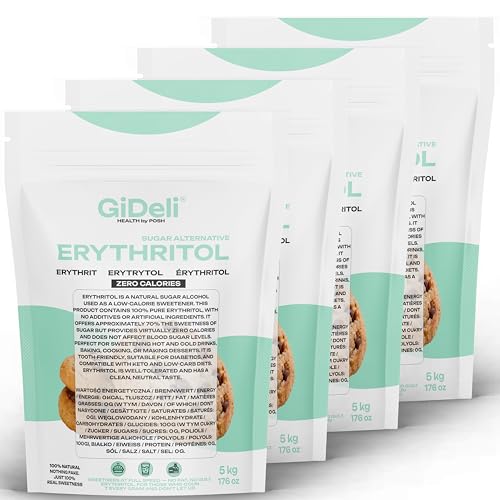 GiDeli Eritritol 20 kg de azúcar granulada sin calorías sustituto de alimentos como alternativa vegana y de azúcar amigable con los dientes