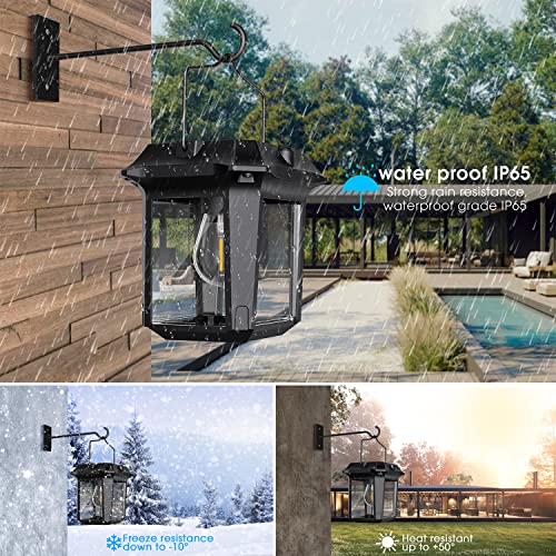 Lepwings Solar Wall Lanterns, Waterproof Outdoor Lights, 2 Pack, Wireless Aluminum Anti-Rust Outdoor Lamps, Dusk To Dawn Hanging Led Solar Lantern For Patio Decorative Fence Front Porch And Garden #TOP2