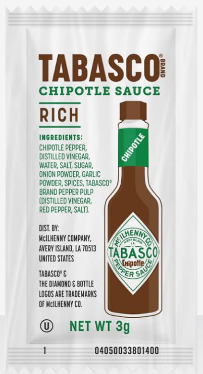 Miniatura 3 de Salsa Picante Tabasco  Salsa Chipotle  Caja de 200 paquetes