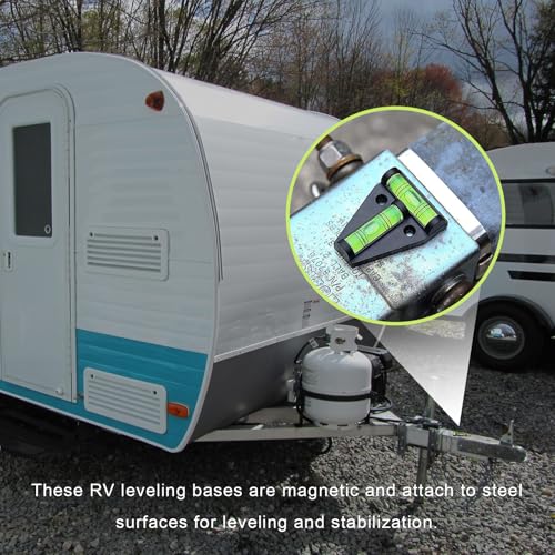 image for Yourkar 4 PCS Magnetic RV Levelers, T Shape Level Bubble Levels with S