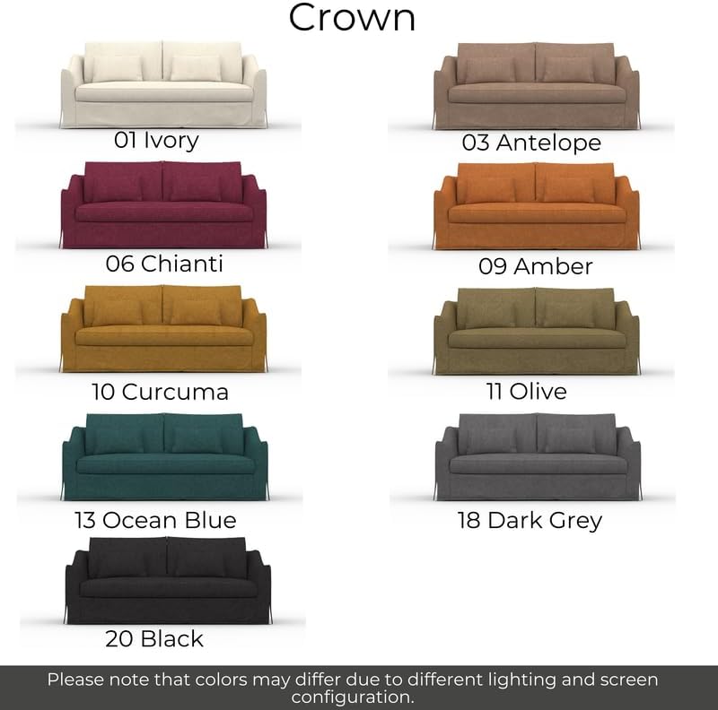 comfortly Cover for Farlov 2-Seat Sofa, Replacement Slipcover, Heavy Duty 6 pcs Cover, Soft Durable Washable Fabric, Easy to Clean & Replace (Crown - Black)