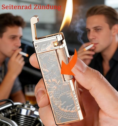 Encendedor clásico metálico rellenable con llama regulable miniatura 2