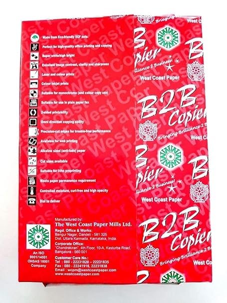 Image of A4, B2B Copier Paper, A4 Size, 70 GSM, White, Pack of 10,(5000 Sheets). West coast mills