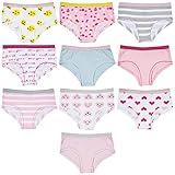 Trimfit Girls 100% Cotton Colorful Boyshorts Panties Tagless Underwear (Pack of 10), Emojis/Hearts, Medium / 6-8