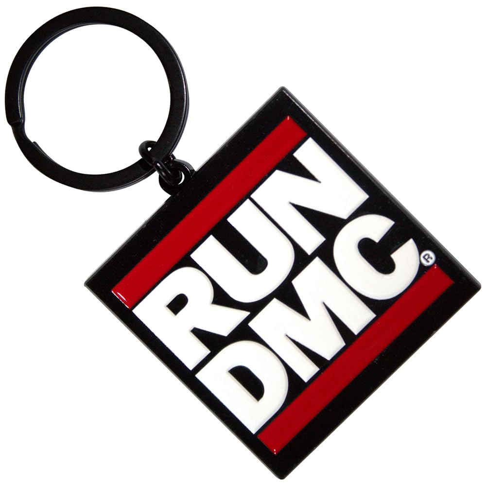 Rock Off Officially Licensed Products Unisex Black Run Dmc Logo Keyring Keychain One Size