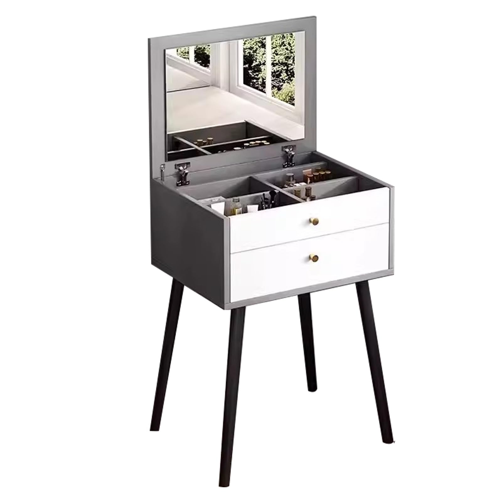 asdchZen Large Vanity Desk With Mirror & Drawers-Stylish Makeup Vanity Table For Bedroom, Easy To Install, Perfect For Beauty Routine & Organizing Makeup Essentials,Large