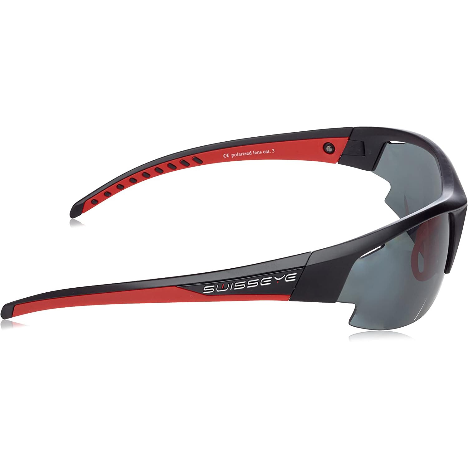 Swisseye Gardosa Re+ Sportbrille (100% UVA-, UVB- und UVC-Schutz, verstellbarer Nasenbereich, splitterfreies Material TR90, inkl. Etui & Wechselscheibe, inkl. Mikrofaserbeutel), black matt/red, 135 mm