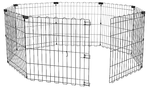 ペットサークル ペットフェンス 犬用 折りたたみ可能 金属製 パネル8枚 150 x 150 x 61cm 八角形 ブラック