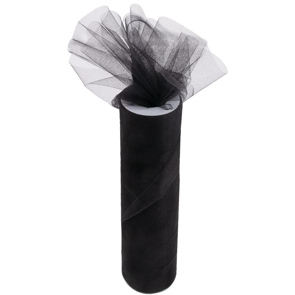 Time to Sparkle 4 ROLLS 30cm x 25m/ROLL Wide Black Tulle Roll Fabric Spool Tutu Party Birthday Wraping Crafts Bridal Bow Skirt Wedding Decor