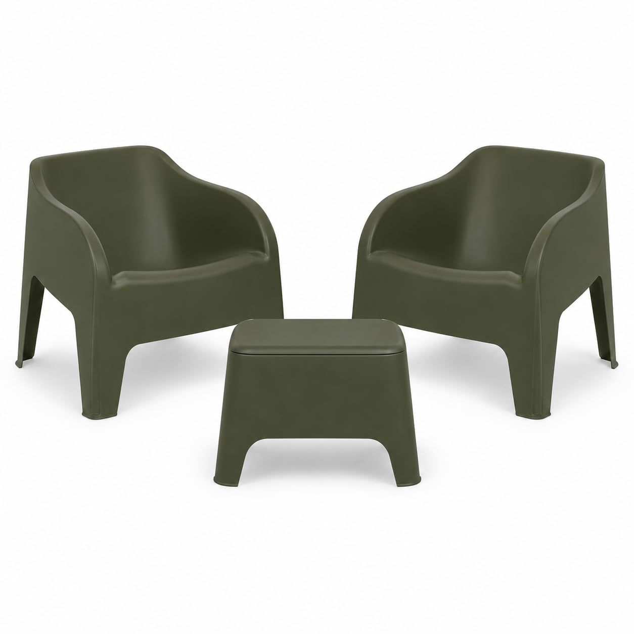 Toomax Kit 2 Poltrone Petra + Tavolino Petra Antracite Scuro, set da giardino in resina UV 79x76,5x70 cm