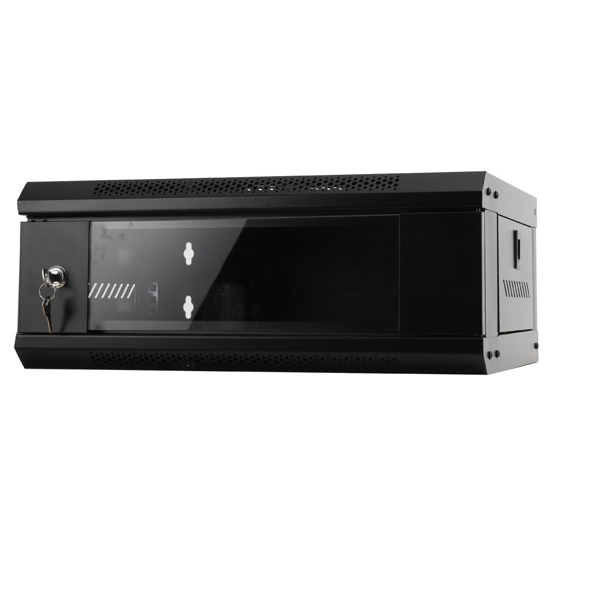 4U Netzwerkschrank - Serverschrank Server-Racks 4 HE - Unmontiert - Sichttür Schloss - Boden-/Wandmontage - 400 mm Tiefe - Traglast 60 kg - Glastür - 550×400×210mm