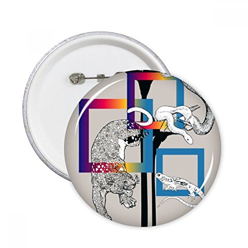 Cadeau animal original : badge rond motif lézard et léopard, le pins multicolore idéal