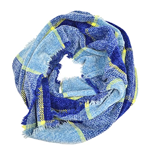 Save On Product Designer Women's Club Check Woven Chenille Loop Scarf Blue winter