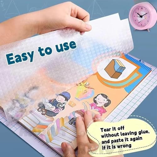 Image of 30 Sheets Medium Size Book Binding Cover Self Adhesive Waterproof Binding Film for School & Office Textbook Protective Diamond Pattern (43x30 Cm)
