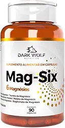 MAG-6 Dark Wolf Nutrition Suplemento para Função Muscular e Neuromuscular Blend com 6 Tipos de Magnésio - 90 Cápsulas