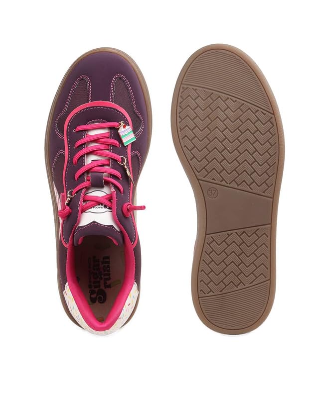 Image of Bacca Bucci Sugar Rush Women's Casual Sneakers | Lace-Up Low-Top | Mesh & Synthetic Upper | Playful Lace Charms | Grippy Rubber Cupsole | Walking