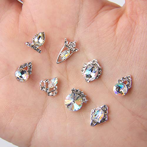 48Pcs Nail Crystal Ab Rhinestones, Nail Diamonds Glass Metal Gems Jewels Stones For 3D Nails Art Decoration(24 Styles) #TOP4