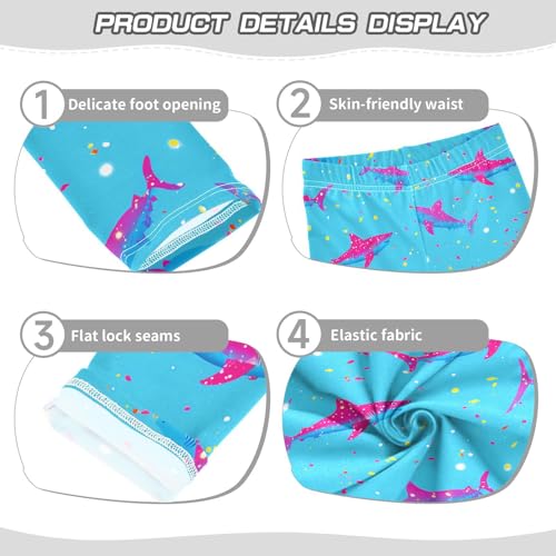 Pink Shark Blue Sea Girls Leggings Soft Stretch Workout Yoga Dance Pants for Kids Casual Tights3