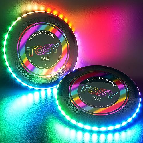TOSY 16 Million Color Flying Disc - 36 RGB LEDs, Extremely Bright, Smart Modes, Countless Styles, Auto Light Up, Rechargeable
