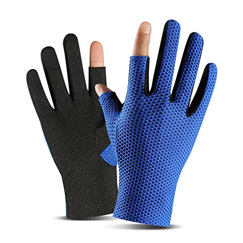 Non-Slip Fishing Gloves Touchscreen 2 Cut Fingers Flexible UV Protection Sun Gloves Men Women Breathable for Cycling Kayaking Driving Sailing Boating Photography Shooting