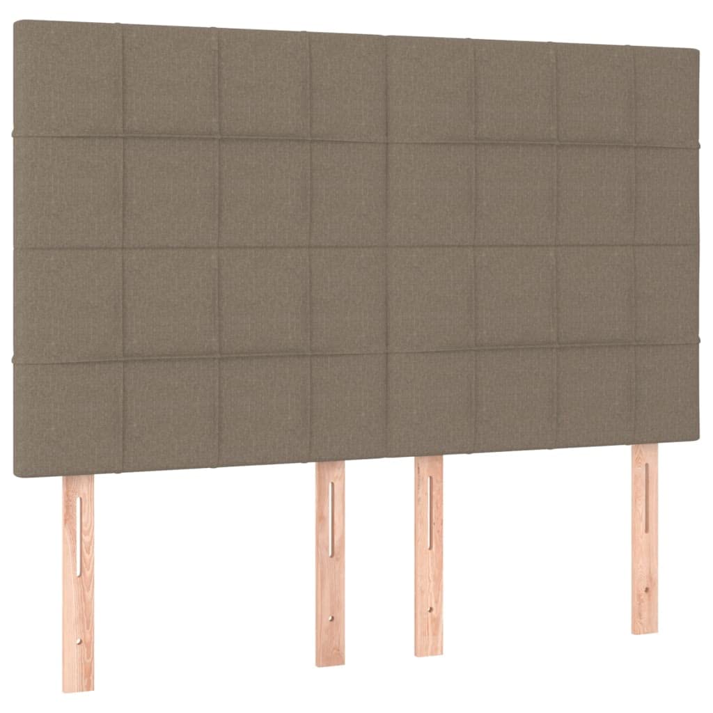 Łóżko kontynentalne z materacem, materiał taupe, 140 x 190 cm, regulowany zagłówek, rdzeń sprężynowy kieszeniowy, meble do sypialni, komfortowy leżak