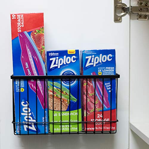 Toplife Wall Door Adhesive Kitchen Wrap Organizer Rack, No Drilling, Black - Thumbnail 3