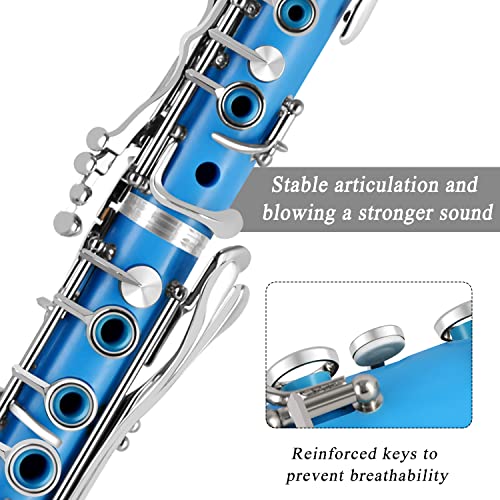Image of Bb Clarinet 17 Keys Flat B Clarinet for Beginners & Students Blue