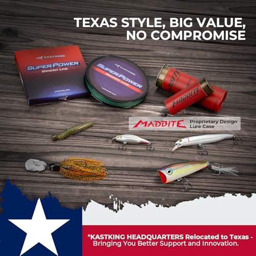 Image of KastKing Superpower Braided Fishing Line Texas Edition - 15lb 4X 200yds with Ned Rig Kit, 1 /6 oz Ned Jig Head & 3 Soft Plastic Ned Worms, Bass & Crappie Fishing Finesse Kit, Gift-Ready Packaging