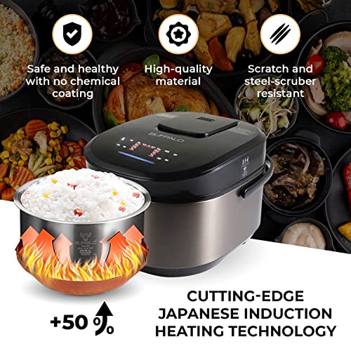 Buffalo Titanium Grey Ih Smart Cooker, Rice Cooker And Warmer, 1.5L, 8 Cups Of Rice, Non-Coating Inner Pot, Efficient, Multiple Function, Induction Heating (8 Cups) #TOP4