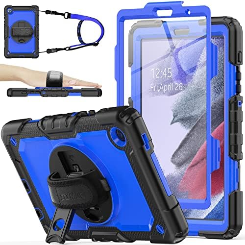 SEYMAC stock Samsung Galaxy Tab A7 Lite Case 8.7'' with Screen Protector | Pencil Holder [360 Rotating Hand Strap] &Stand, Drop-Proof Case for Galaxy Tab A7 Lite 2021 SM-T220/T225/T227 (Blue/Black)