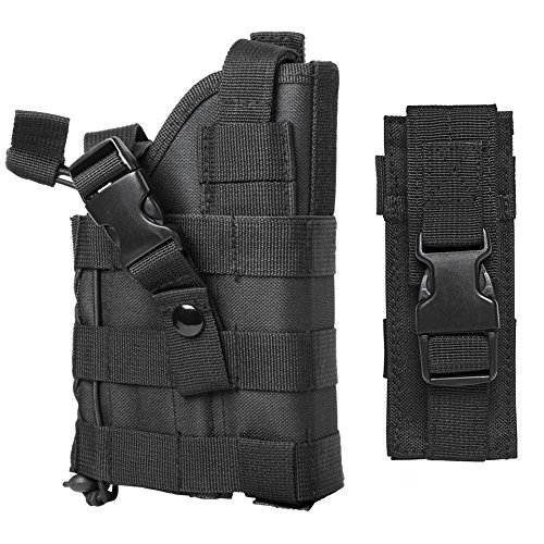 MOLLE Style Tactical Black Pistol Holster with Free MOLLE Compatible Magazine Pouch/The Holster Fits Hk H&k USP P2000 P30L VP9 VP40, Beretta M9 92 96 PX4 PX9 Full Size Pistols