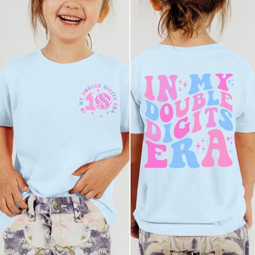 Image of Pairxily in My Double Digits Era Shirt for Girls 10th Cute 10 Year Old Girl Happy Birthday Shirts Gifts Short Sleeve Tops