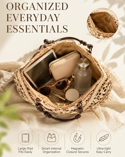 Bolso tejido artesanal de paja para mujer miniatura 4