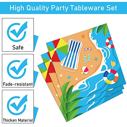 Gisgfim MM0472 96 Pcs Beach Party Supplies Paper Plates Napkins Summer Beach Hawaiian Pool Party Birthday Decorations Favors thumb #3