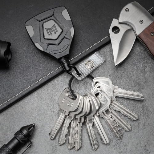 Image of Sumiko Heavy Duty Retractable Keychain with Belt Clip, ID Badge Reel Key Chain, Badge Holder with 31.5' Steel Cord and Key Ring, 1-Pack
