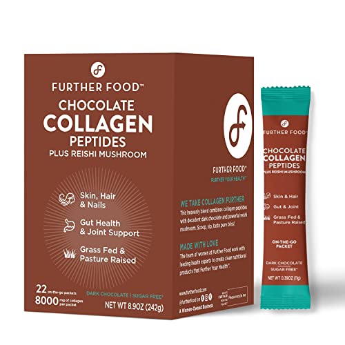 Further Food Collagen Peptides Powder Supplement, Dark Chocolate Collagen Flavored Packs, Grass-Fed Hydrolyzed Type 1 & 3 Collagen. Non-GMO Paleo Keto (Box of 22)