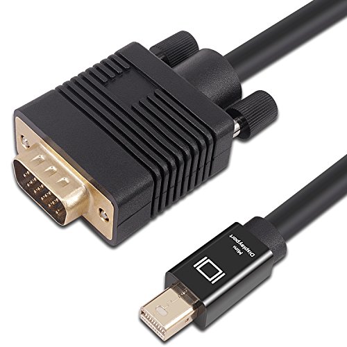 kpa-tech Mini DisplayPort (Thunderbolt compatible) a VGA Cable, macho a macho chapado en oro Cable para MacBook, iMac (lg51) Surface Pro Dock 25Feet(8m) negro (2M)