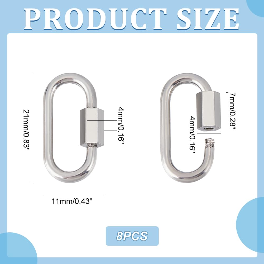 UNICRAFTALE 8pcs 304 Stainless Steel Oval Screw Lock Carabiner Keychain Clasps in Platinum for DIY Bracelet Necklaces Keychain Jewelry Making - Image 3