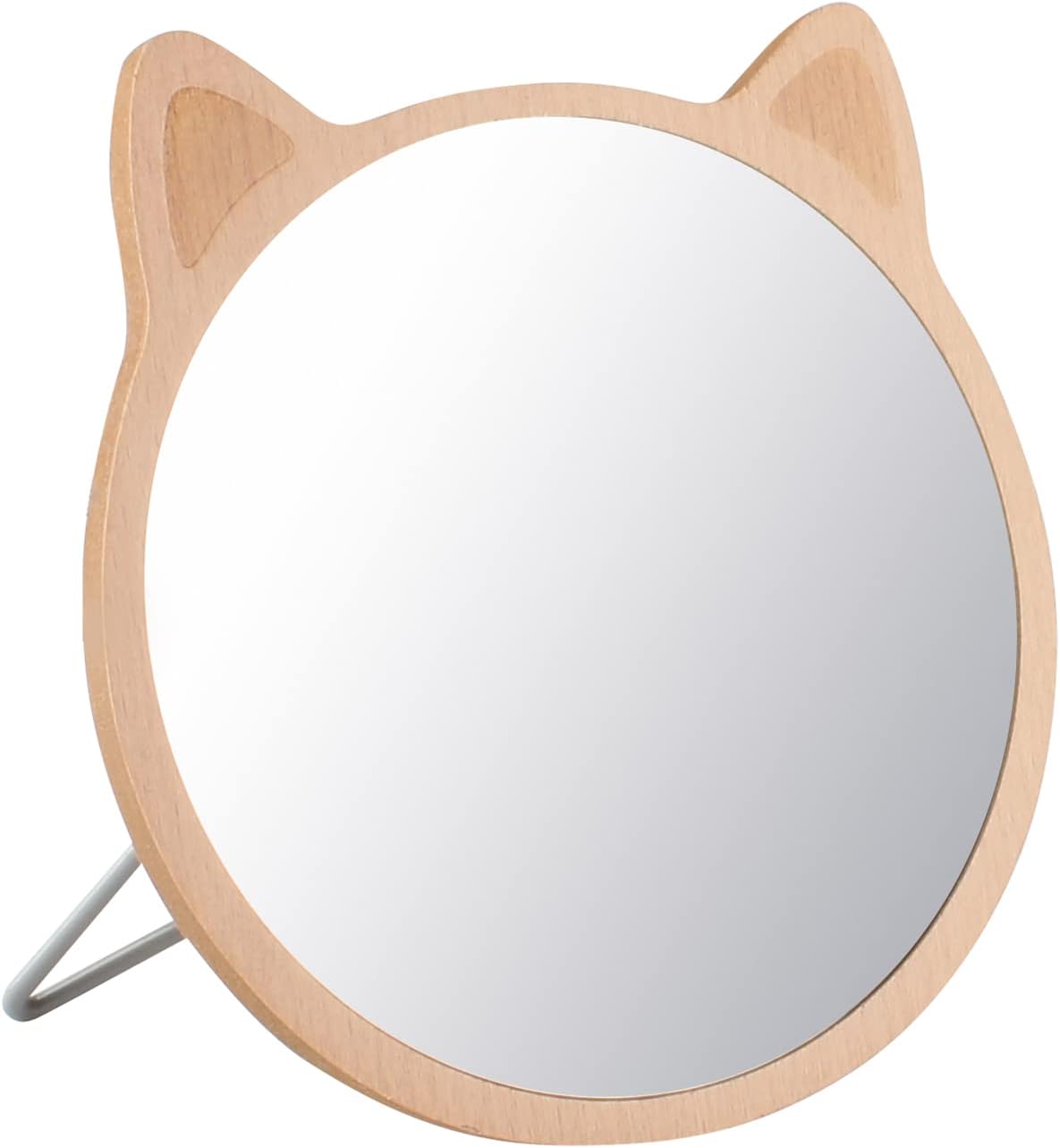 TBWHL Cat Desktop Mirror Makeup Mirror with Metal Stand 90°Adjustable Rotation Tavel Make Up Mirror for Tabletop Bathroom Shower Travel Cute Hand Mirror